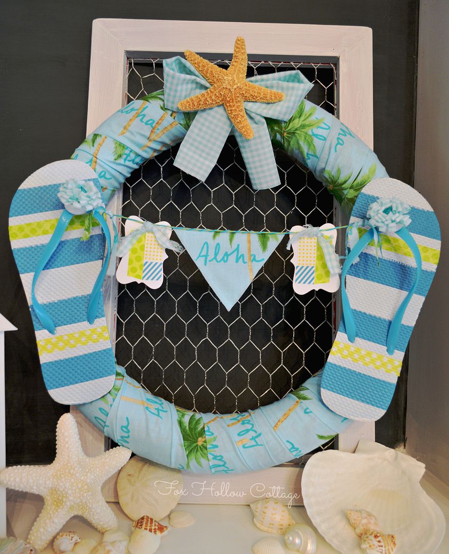 Aloha Summer Pool Noodle Wreath Craft DIY Summer Door Decor