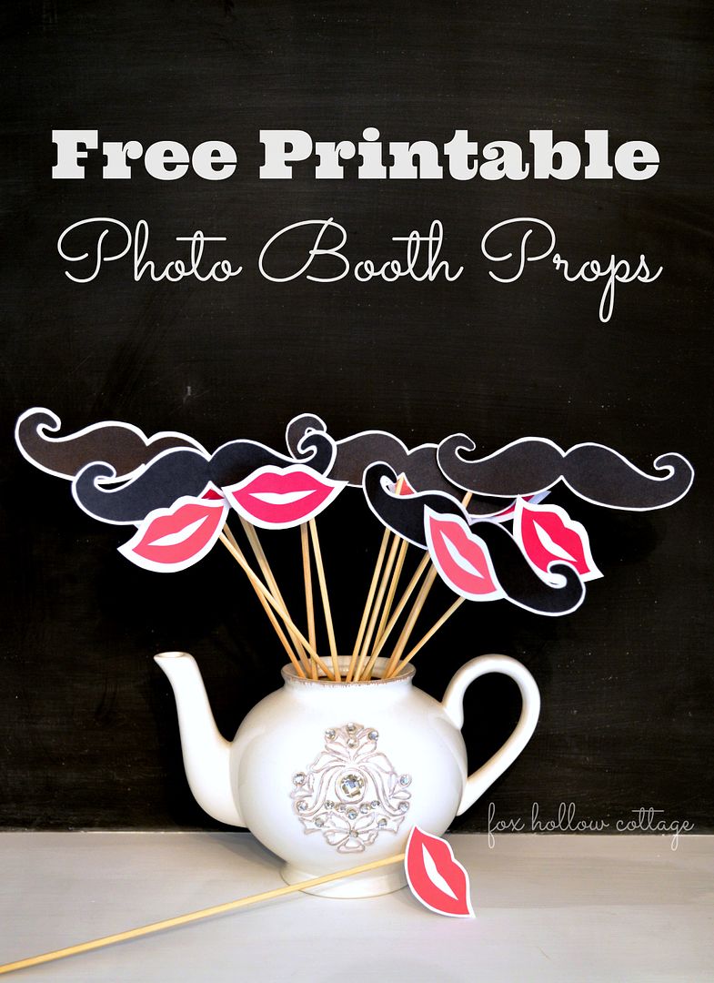 Get your Printable Lip & Mustache photo booth props free at www.foxhollowcottage.com