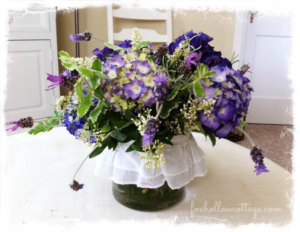 Summer Hydrangeas: vintage cottage floral arrangement