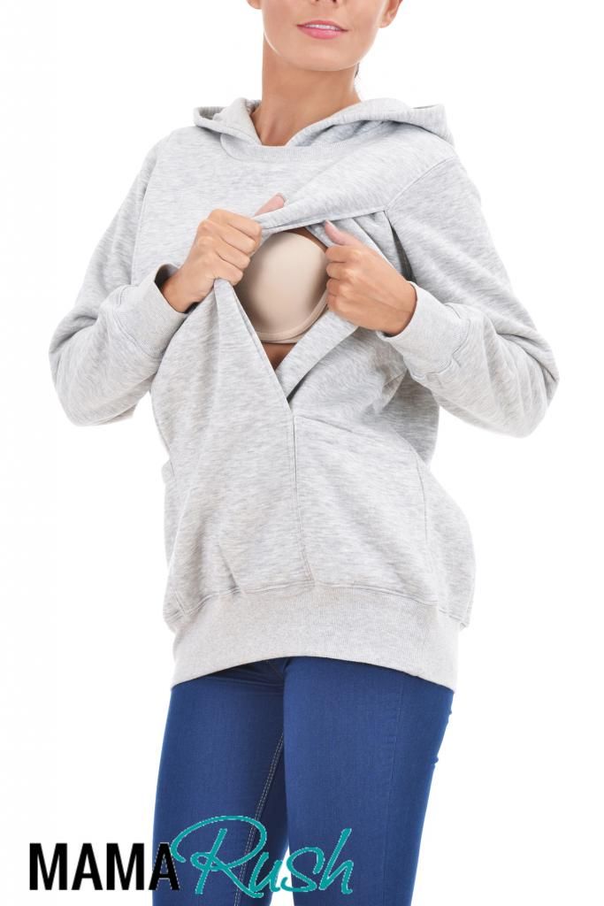 Nursing Breastfeeding Warm Jumper Sweater Long Top Cosy Hoodie 8 10 12