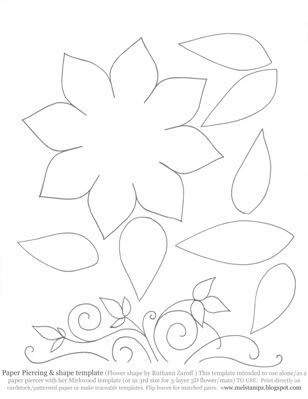 Faux or Paper piercing Template (Vine, Flower, & Leaves): Template 