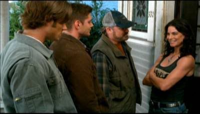 Traci Dinwiddie as Pamela Barnes meets up with the brothers Winchester and Bobby Singer