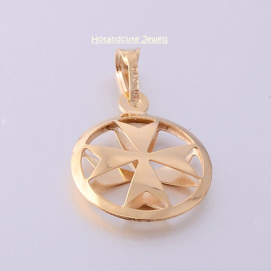 Jewelry  Malta 9ct Charm 3D Hallmarked maltese cross 9K Gold Maltese charm Cross   gold Pendant