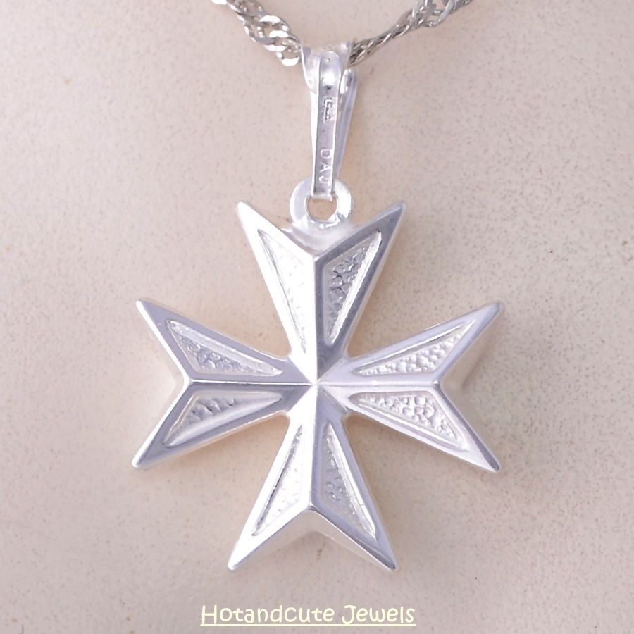Hallmarked Sterling Silver 925 Amalfi Malta MALTESE CROSS 3D Pendant