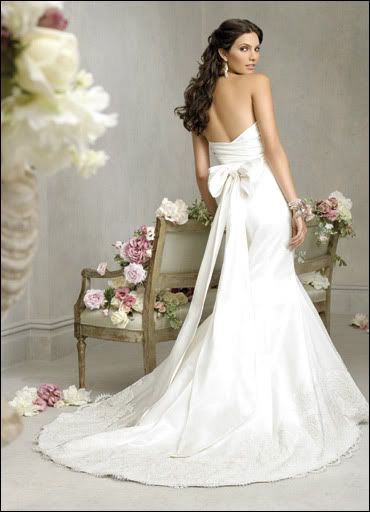 Beautiful v backless wedding dress with big tape