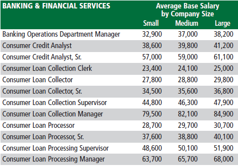 2010 Banking and Financial Services Base Salary 1