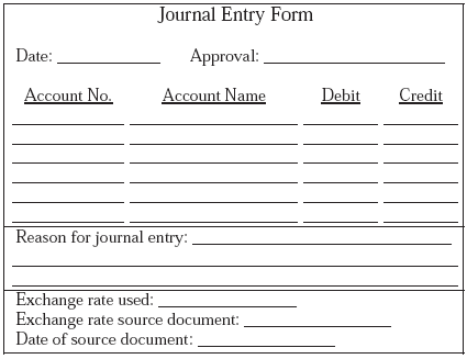Journal Entry Standard Form