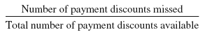 Percentage Of Payment Discounts Missed Formula