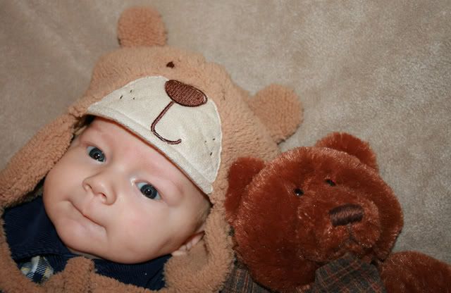 Baby Noah and a Teddy Bear