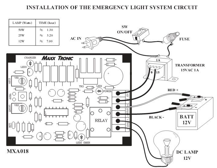 Emergency Light System 12V / 7A Battery Project board 50W ...
