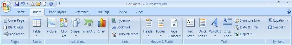 Fitur Yang Terdapat Pada Insert Microsoft Word Belajar Microsoft Word