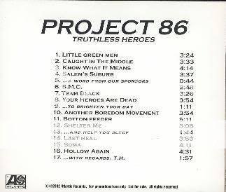 PROJECT 86   Truthless Heroes   RARE 17 Track Advance 075678356827 